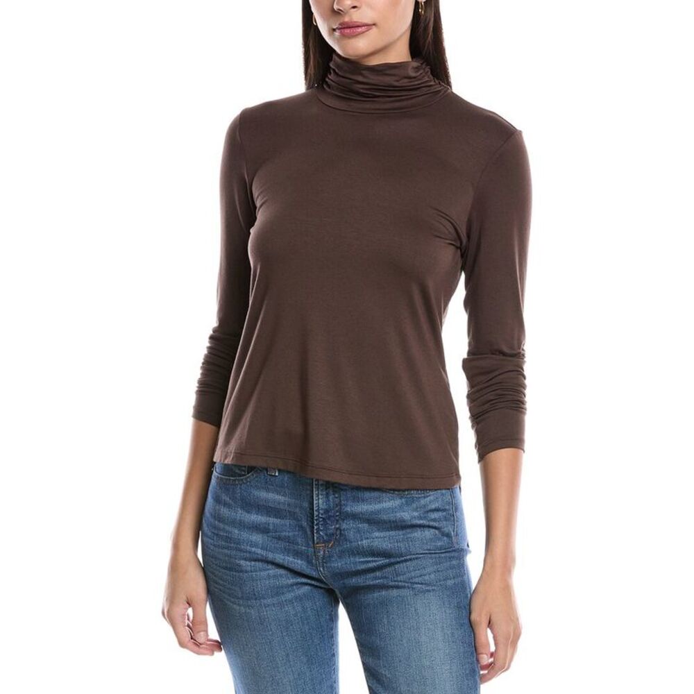 Brown Turtleneck Women's Top